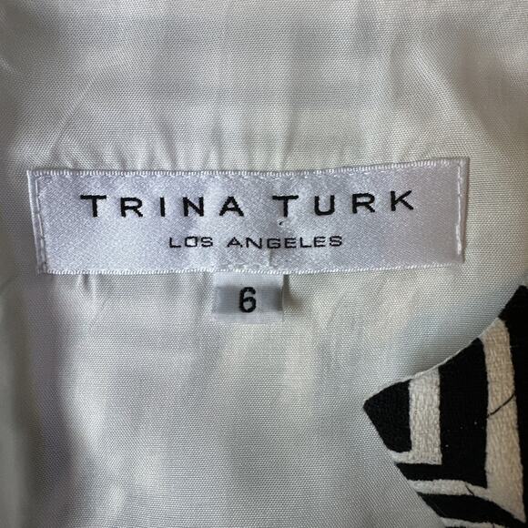 Trina Turk 100% Cotton Black/White Abstract Print Sleeveless Sheath Dress Size 6 - Picture 2 of 8
